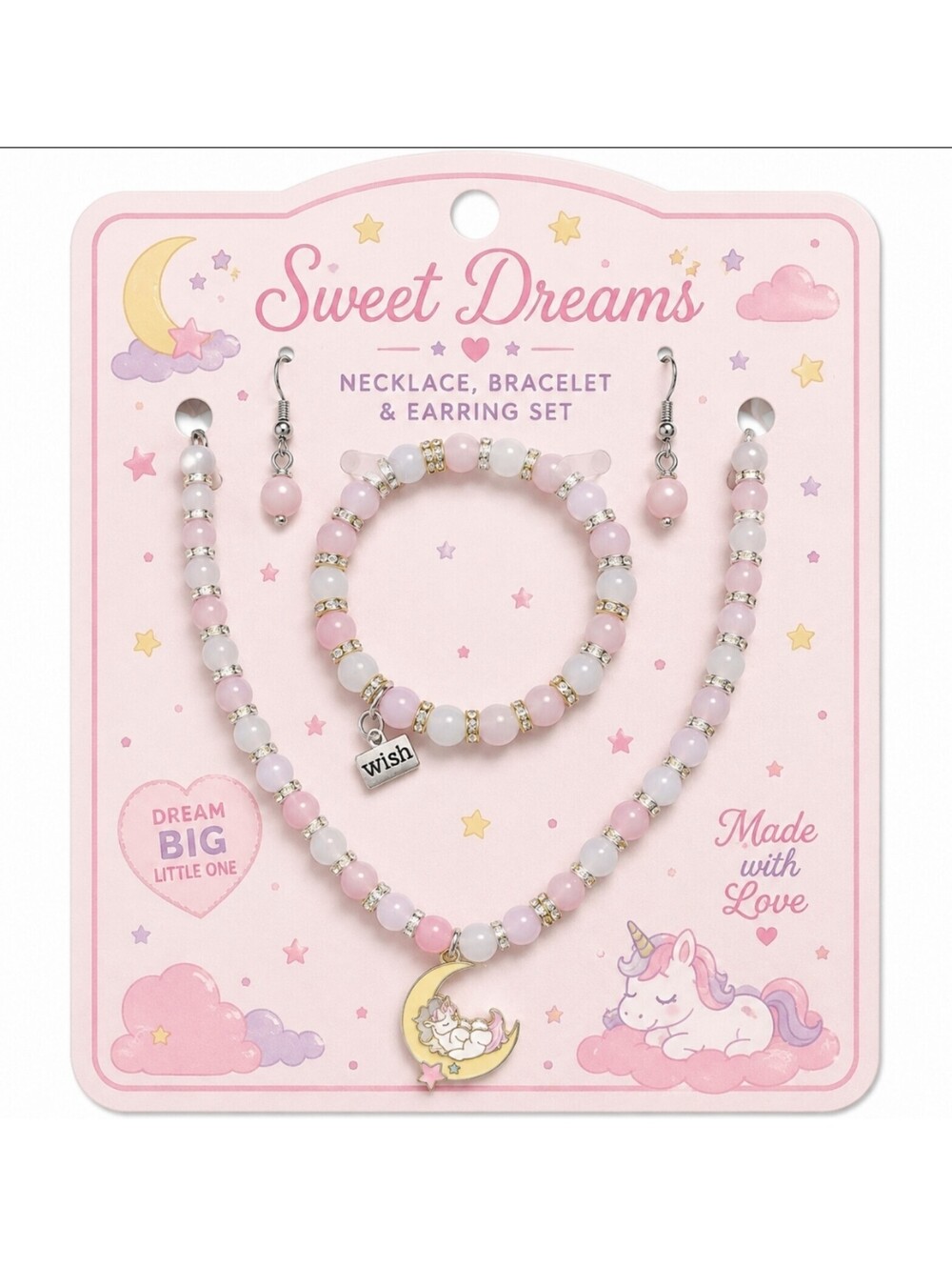 Unicorn Princess Necklace Bracelet Earrings Accessories Set Handmade New